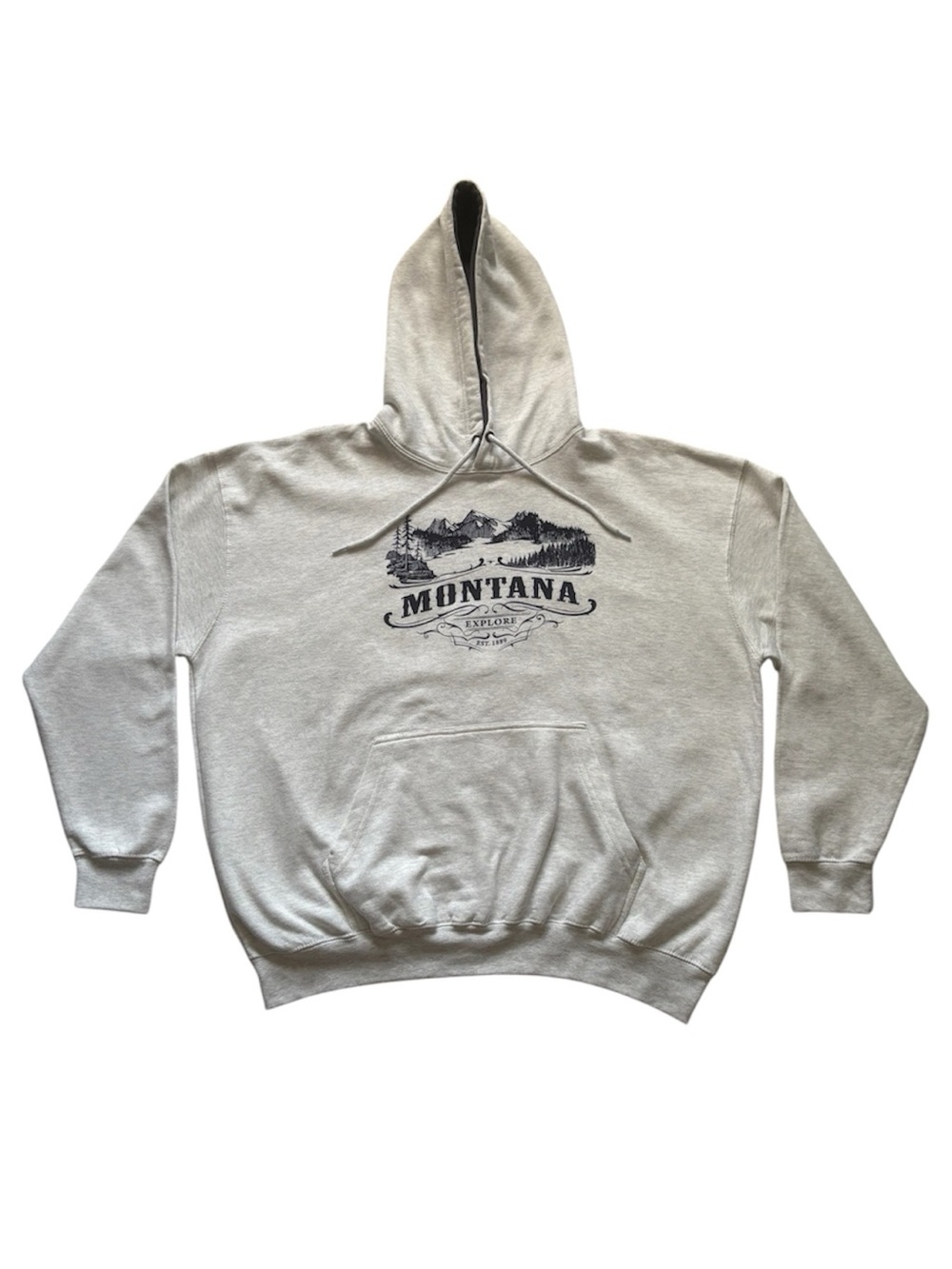Montana Graphic Hooded Sweatshirt Light Gray